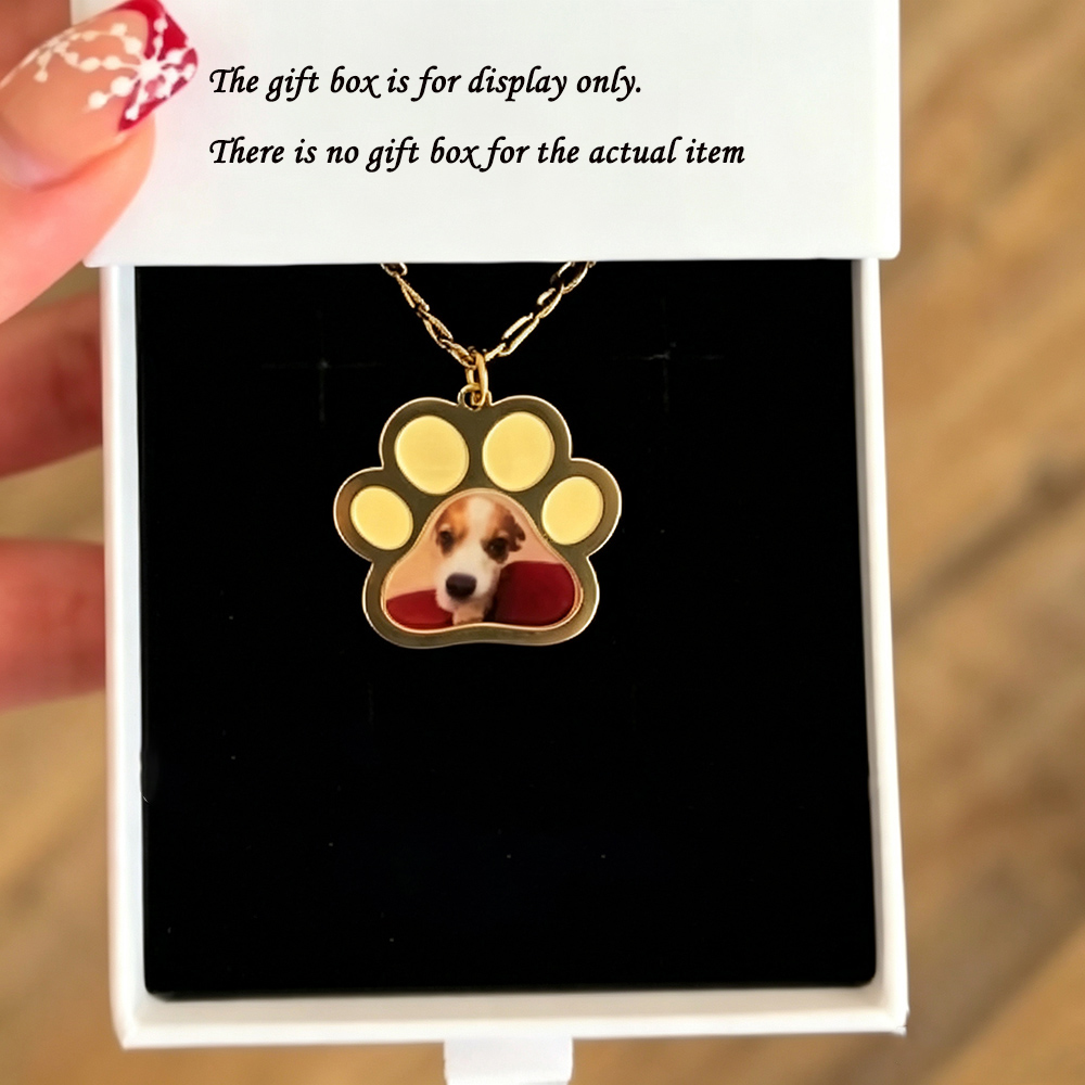Name Necklace Custom - パーソナライズされたペットの足跡カラー印刷写真ネックレスステンレス鋼カスタム犬猫の足跡ペンダントペット愛好家のためのメモリアルジュエリーギフト