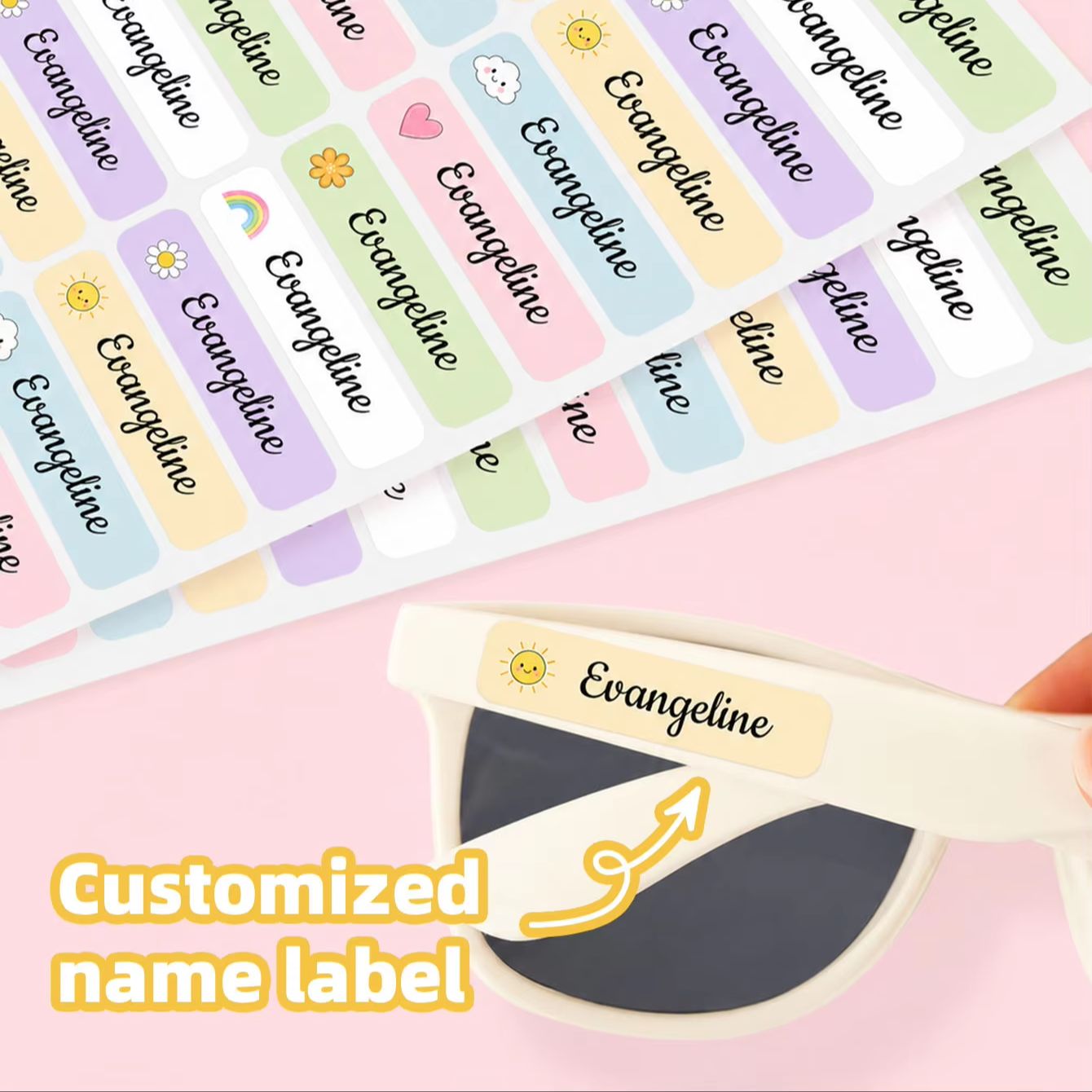 Personalized Name Box - 1-300枚のカスタム名入りステッカー、スーツケース、キャンディージャー、充電器、箱、収納箱用の防水名札