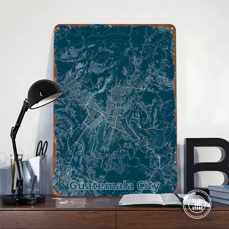 グアテマラ市地図ブリキポスターカスタマイズされた壁アートレト - Custom Map Poster のレビューと価格