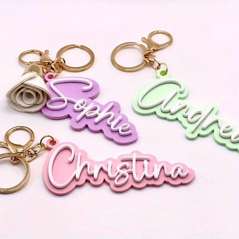 パーソナライズされたカスタム名キーホルダー二層アクリル名札カ - Initial Ring Custom のレビューと価格