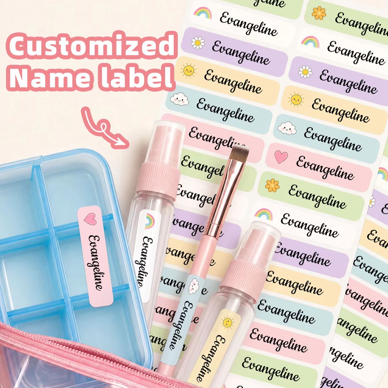 1-300枚のカスタム名入りステッカー、スーツケース、キャン - Personalized Name Box のレビューと価格